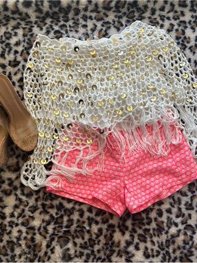 Lilly Pulitzer Neon Pink Geometric High-Waist Shorts , NWOTs